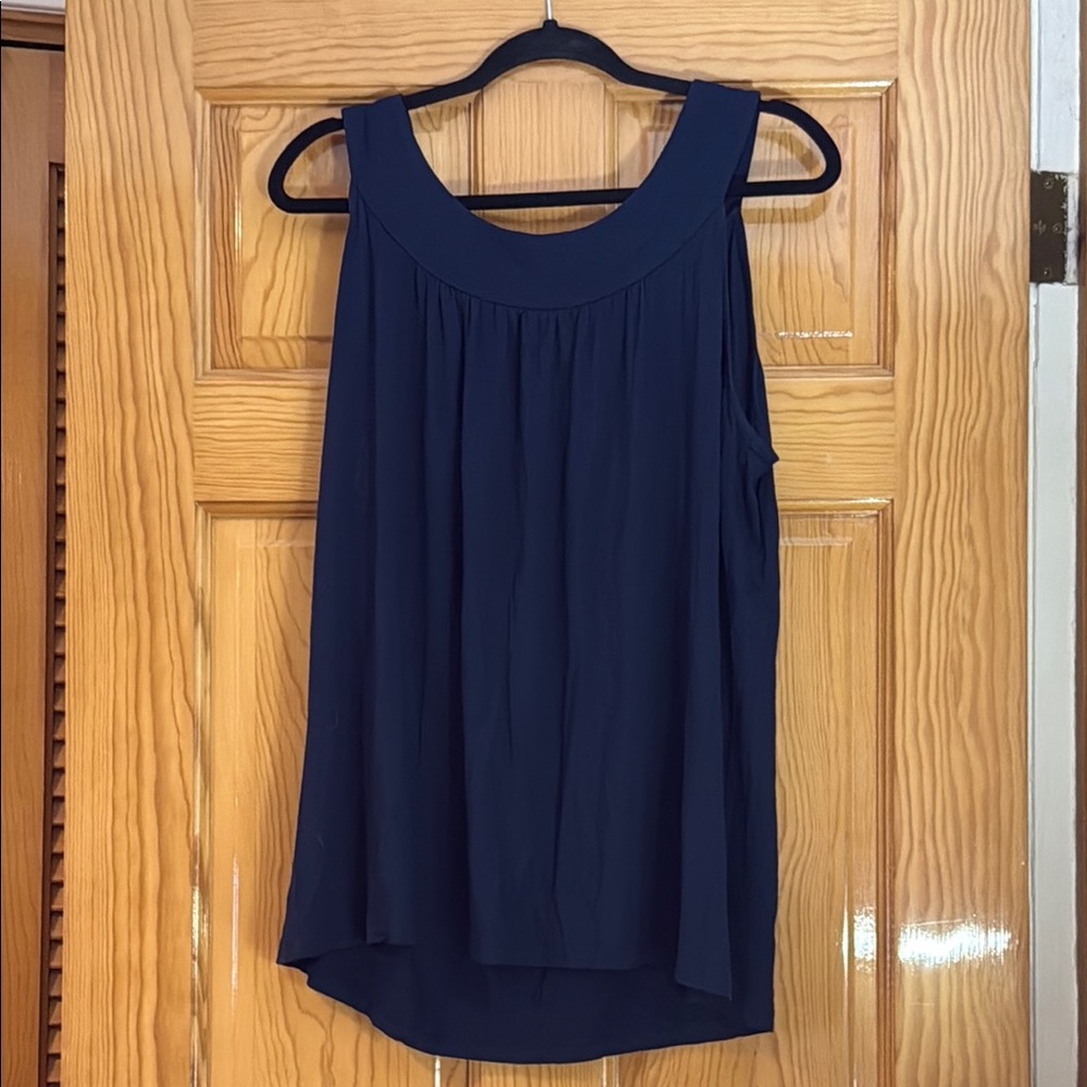 Dressbarn Blue Pleated Relaxed Tank Top
